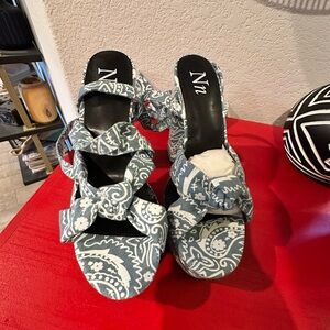 Nn- denim blue strap- up   Sandals heels